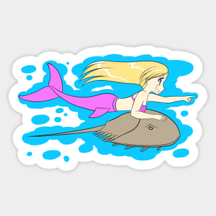 Mermaid Ridin' Horshoe Crab Sticker